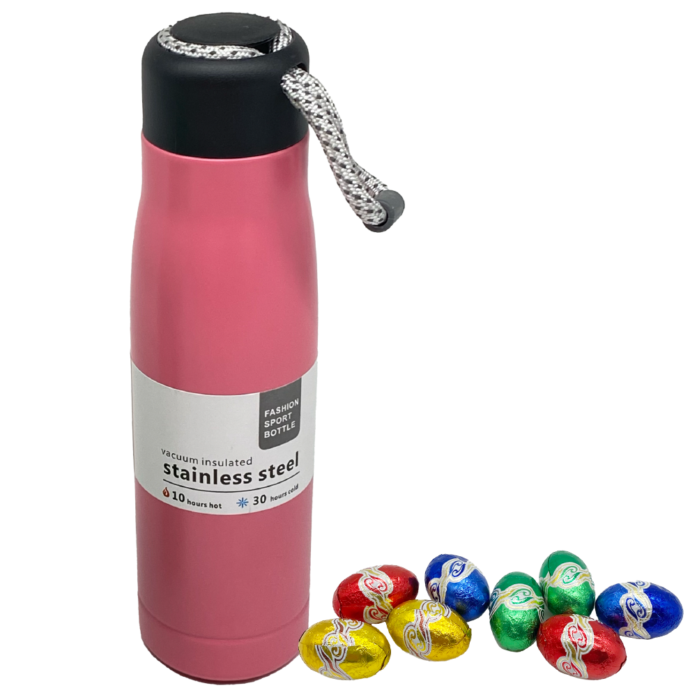 Botella Rosa Térmica para Bebida con Mini Ovettis