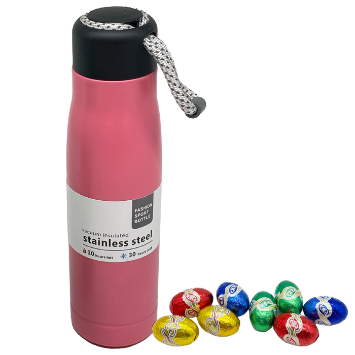 Botella Rosa Térmica para Bebida con Mini Ovettis