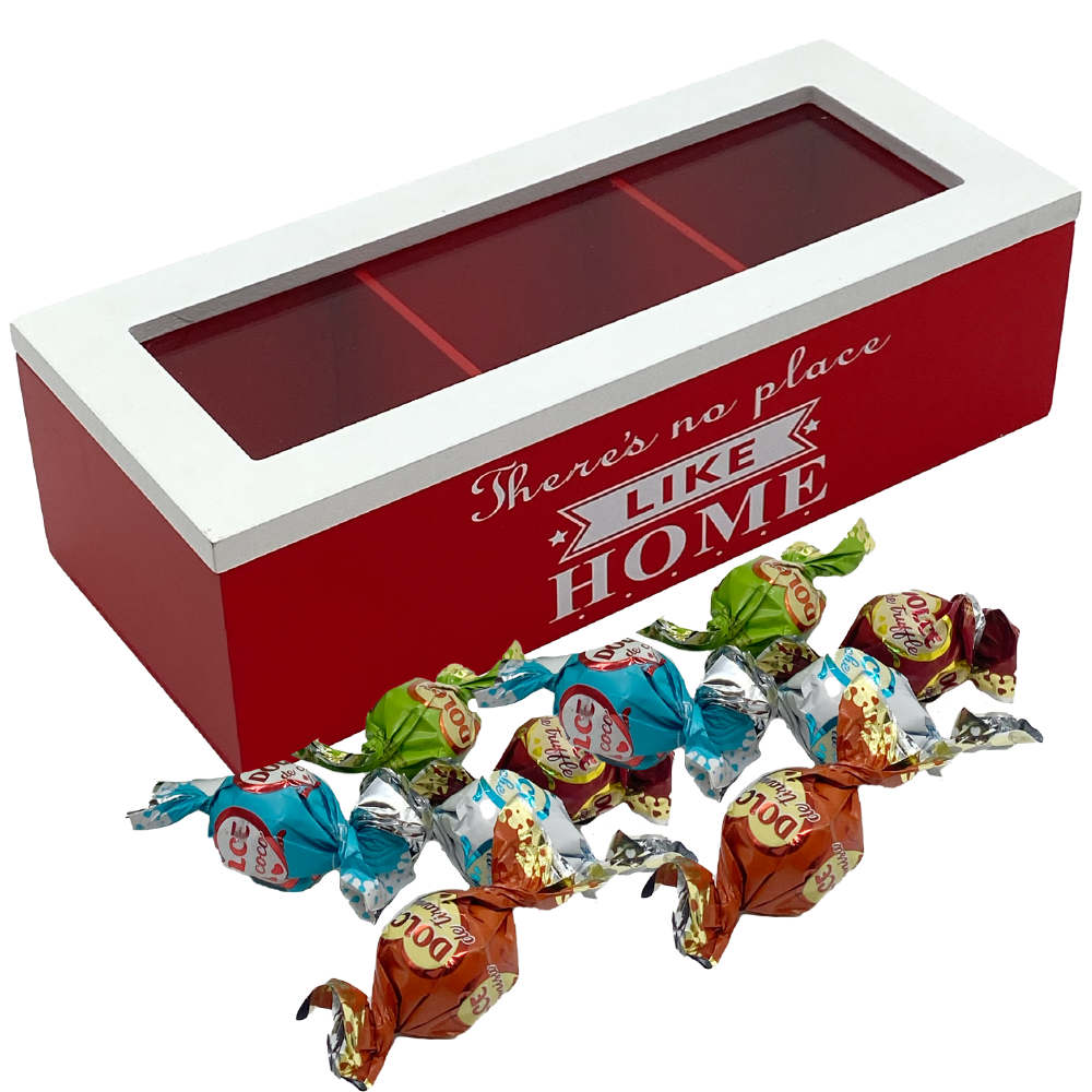 Joyero de Madera "HOME" con Tapa de Cristal con Chocoballs